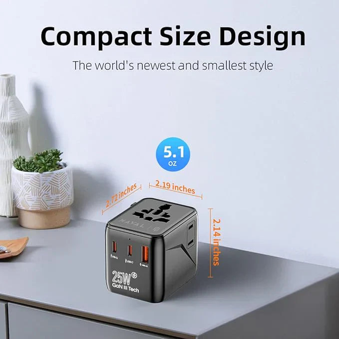 HAVAL 25W FAST CHARGER + UNIVERSAL ADAPTER, COMES WITH 2 USB-C, 1 A PORT