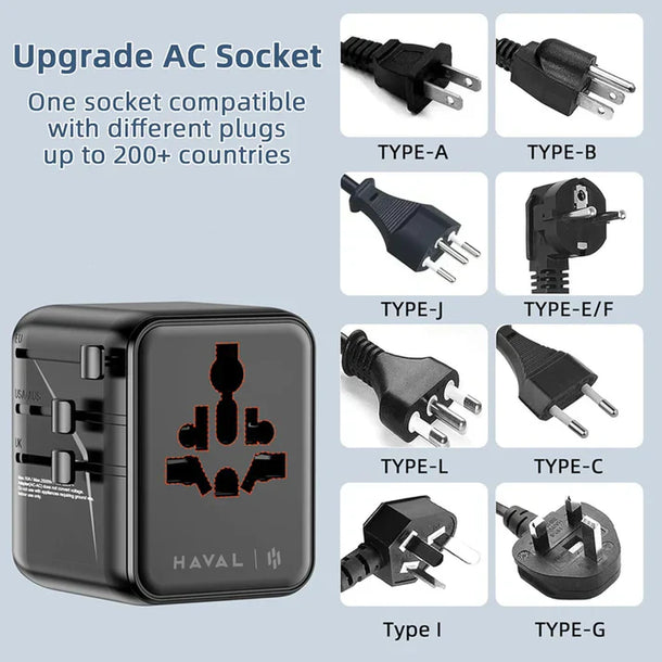 HAVAL 25W FAST CHARGER + UNIVERSAL ADAPTER, COMES WITH 2 USB-C, 1 A PORT
