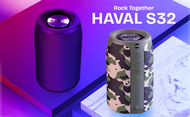 HAVAL S32 PORTABLE BLUETOOTH SPEAKER – 10W LOUDER SOUND, RUGGED DESIGN