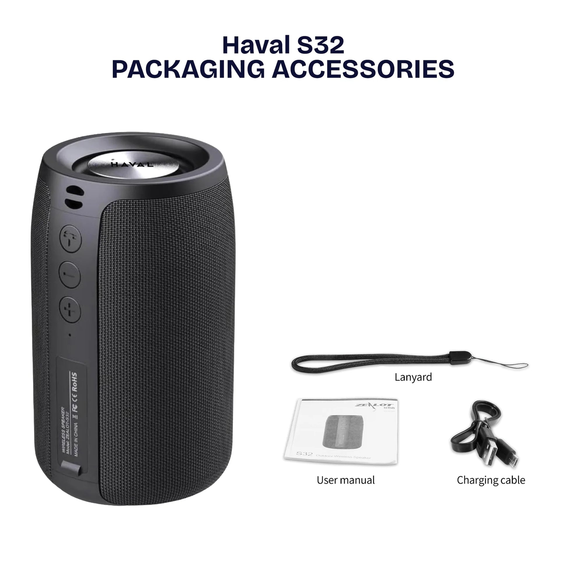HAVAL S32 PORTABLE BLUETOOTH SPEAKER – 10W LOUDER SOUND, RUGGED DESIGN