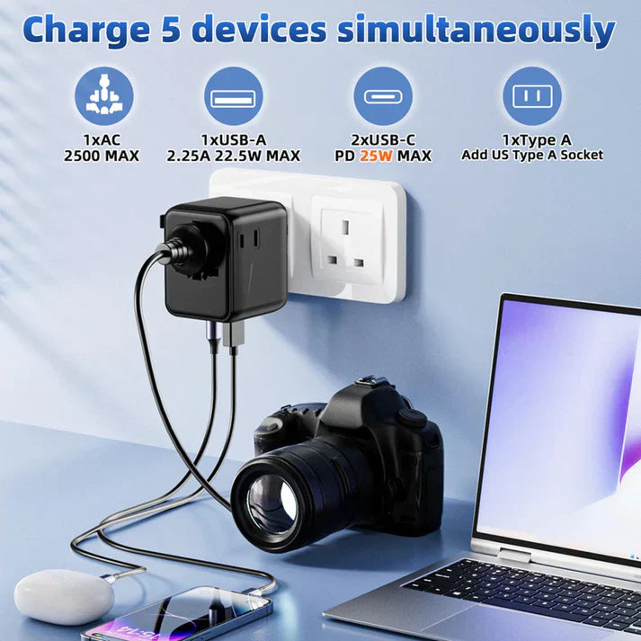 HAVAL 25W FAST CHARGER + UNIVERSAL ADAPTER, COMES WITH 2 USB-C, 1 A PORT