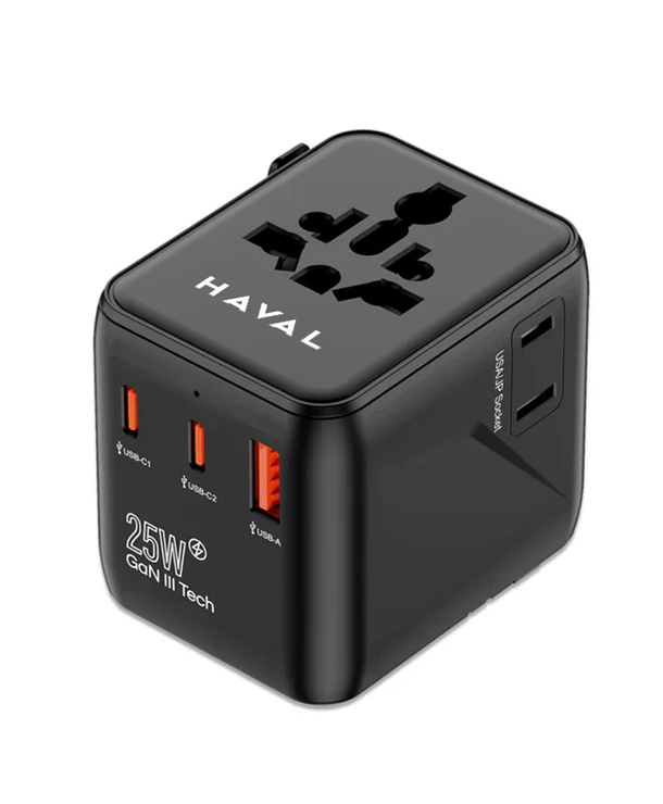 HAVAL 25W FAST CHARGER + UNIVERSAL ADAPTER, COMES WITH 2 USB-C, 1 A PORT