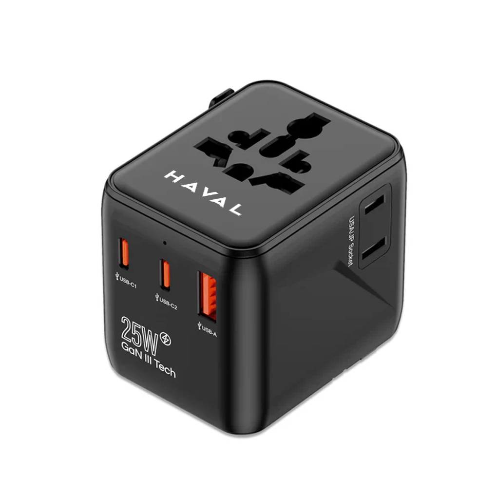 HAVAL 25W FAST CHARGER + UNIVERSAL ADAPTER, COMES WITH 2 USB-C, 1 A PORT